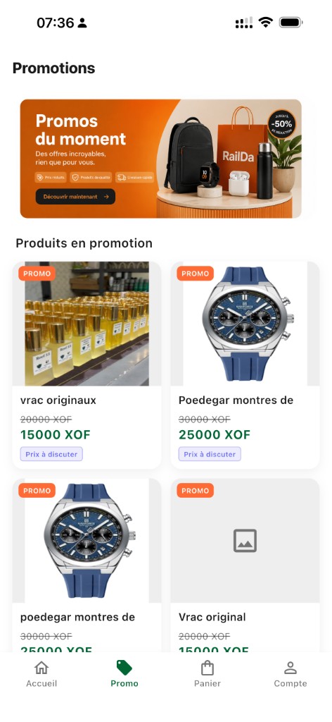 Écran Promotions RailDa